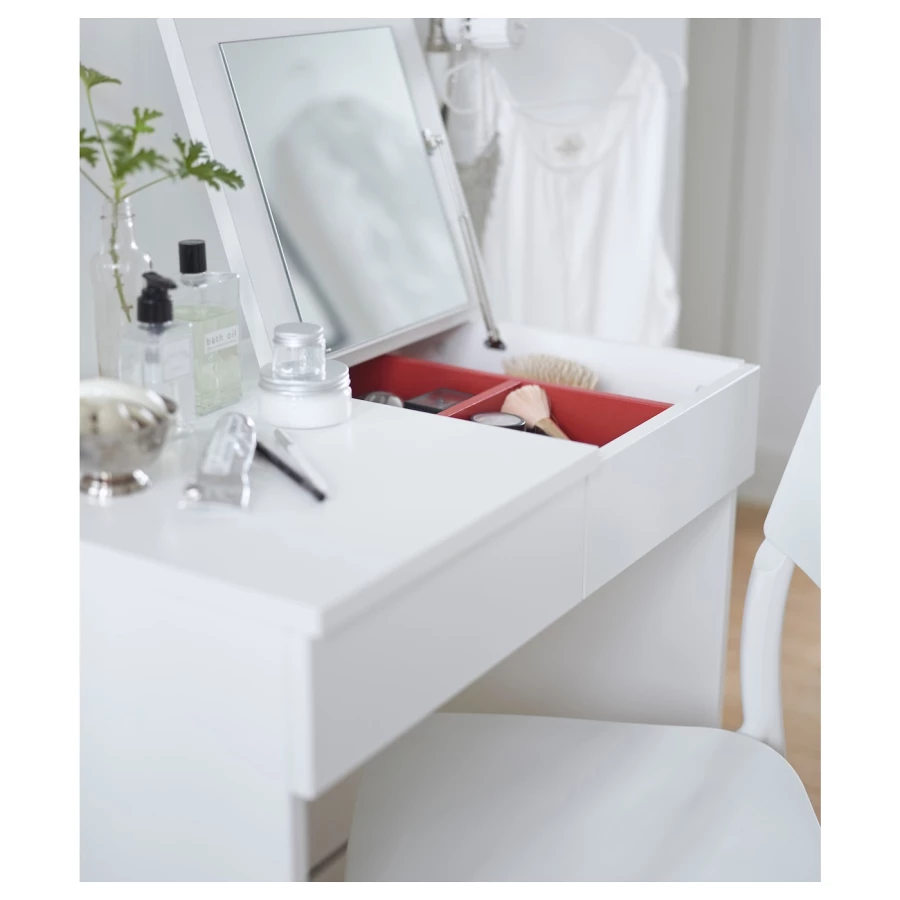 Туалетный столик - IKEA BRIMNES/БРИМНЕС ИКЕА , 70х42х77 см, белый/красный (изображение №4)