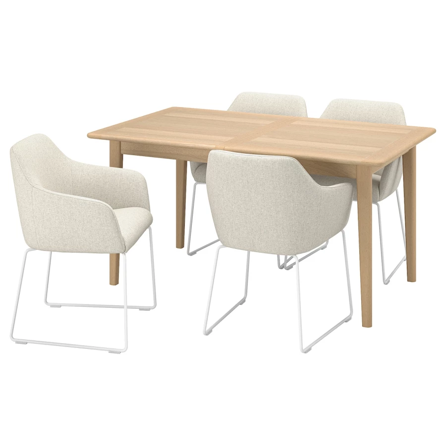 Стол и 4 стула - SKANSNÄS/SKANSNАS/TOSSBERG IKEA/ СКАНСНАС/ ТОССБЕРГ  ИКЕА, 90х75 см,  под беленый дуб /серый (изображение №1)