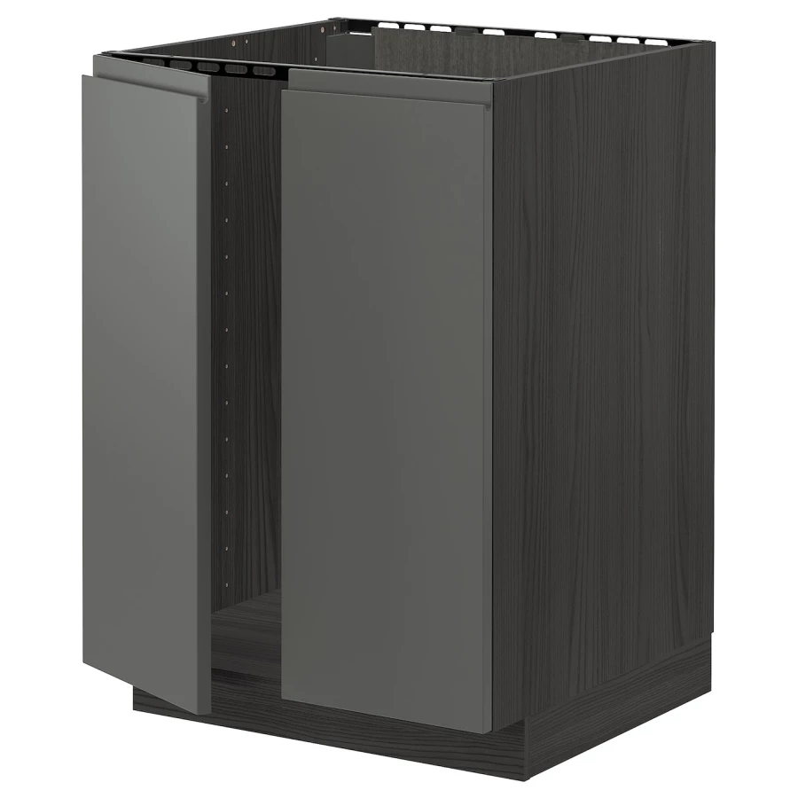 Шкаф под раковину/2 дверцы - METOD IKEA/ МЕТОД ИКЕА, 88х60  см,  черный/серый (изображение №1)