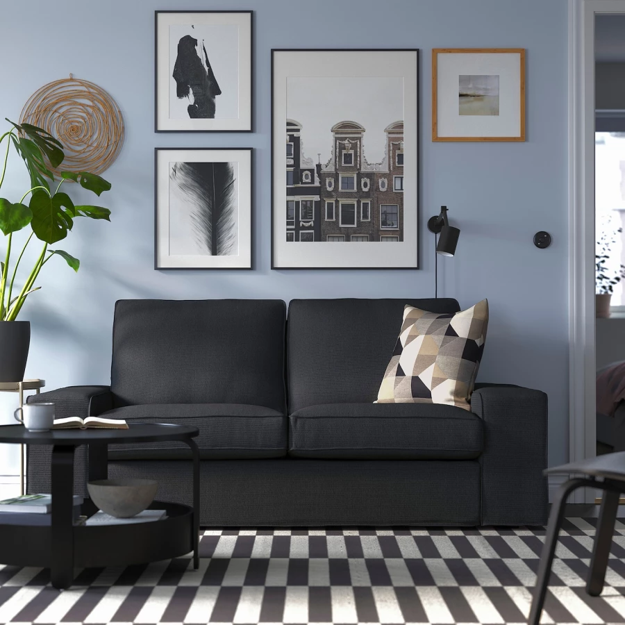 2-местный диван - IKEA KIVIK/КИВИК ИКЕА, 83х95х190 см, черный (изображение №2)
