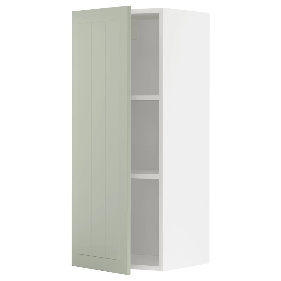 Навесной шкаф с полкой - METOD IKEA/ МЕТОД ИКЕА, 100х40  см, белый/зеленый (изображение №1)