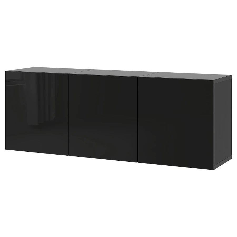 Навесной шкаф - IKEA BESTÅ/BESTA, 180x42x64 см, черный, БЕСТО ИКЕА (изображение №1)