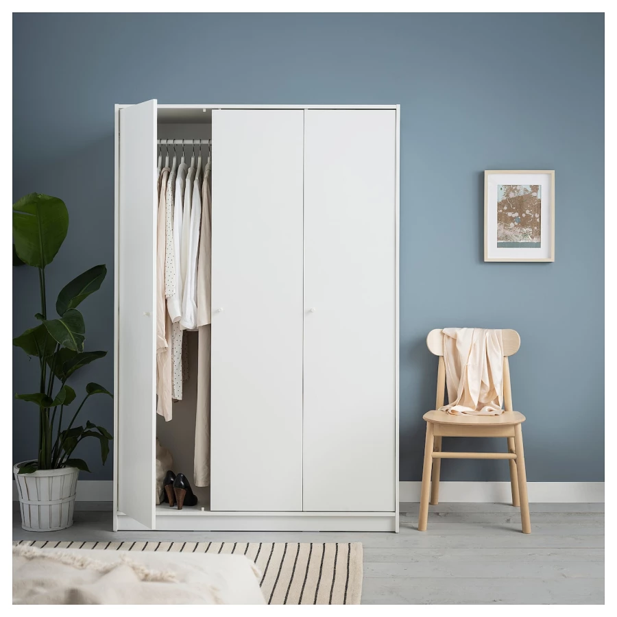 Гардероб 3-дверный - IKEA KLEPPSTAD/КЛЕППСТАД ИКЕА, 117x176 см, белый (изображение №2)