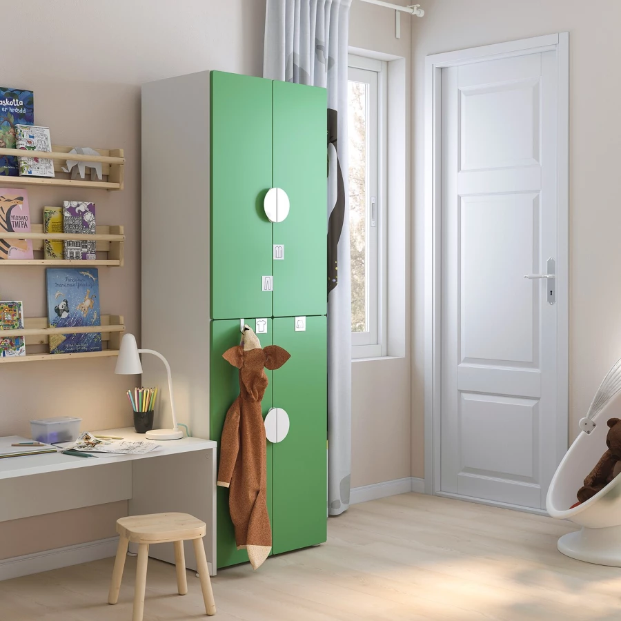 Шкаф детский - IKEA PLATSA/SMÅSTAD/SMASTAD, 60x40x180 см, белый/зеленый, ИКЕА (изображение №2)