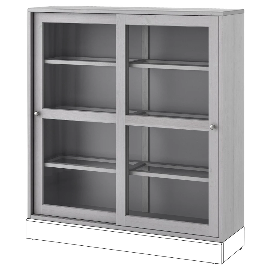 Шкаф-витрина - HAVSTA IKEA/ ХАВСТА ИКЕА, 123х121 см, серый (изображение №1)