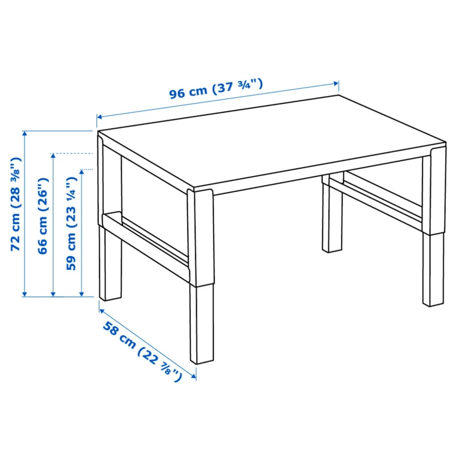 Стол детский - IKEA PÅHL/PAHL/ПОЛЬ ИКЕА, 96x58 см, белый/голубой (изображение №5)
