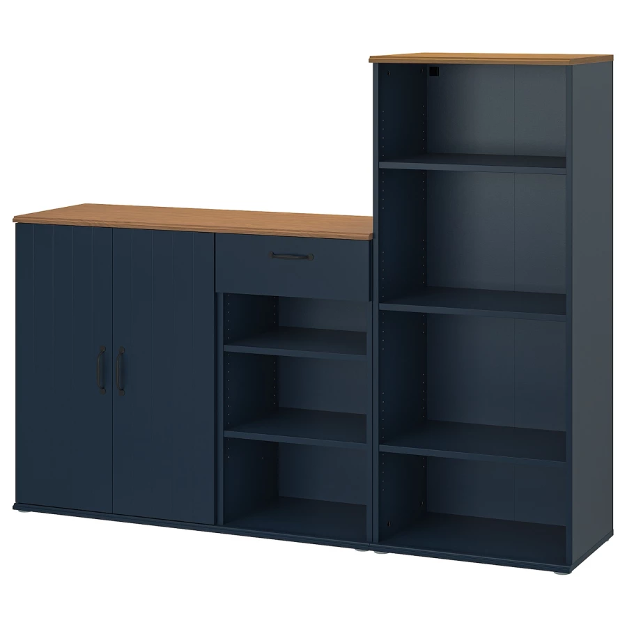 Шкаф - SKRUVBY  IKEA/ СКРУВБИ ИКЕА, 180х140  см, синий/под беленый дуб (изображение №1)