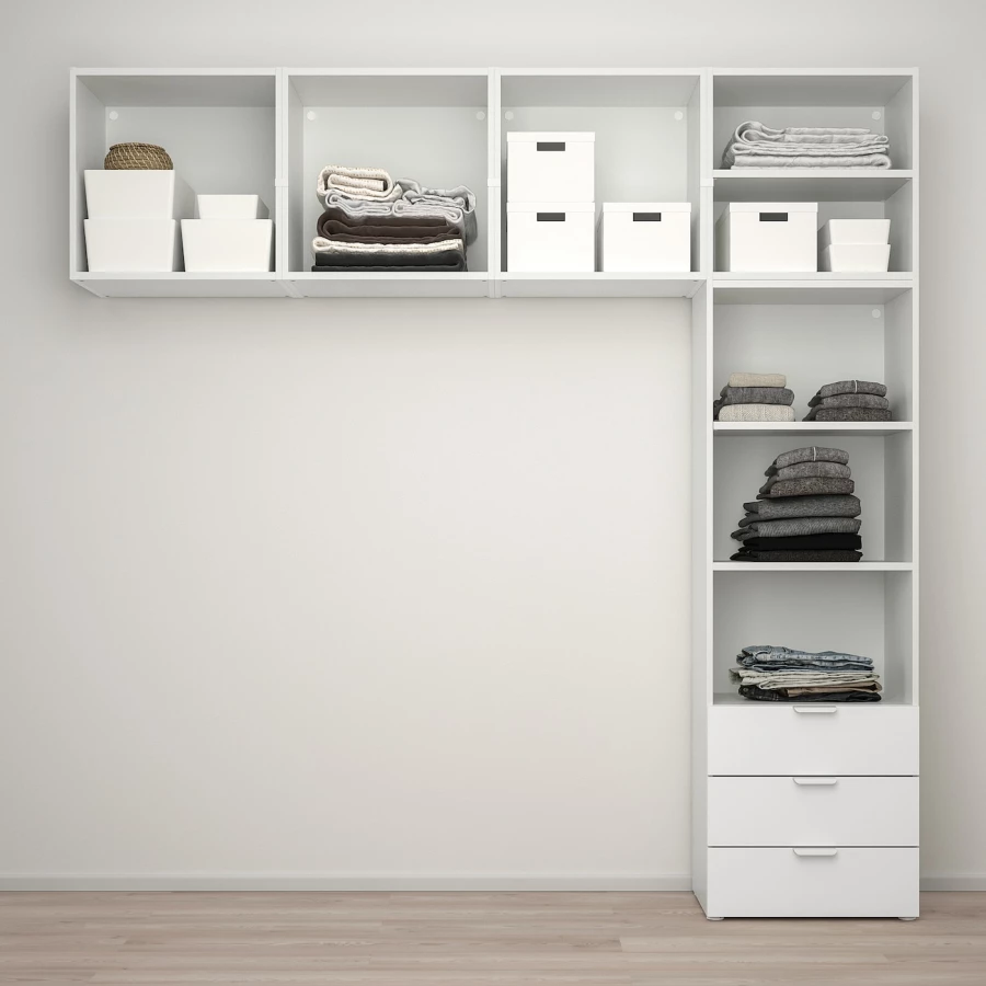 Платяной шкаф - PLATSA/IKEA/ ПЛАТСА ИКЕА,240x42x241 см, белый (изображение №3)