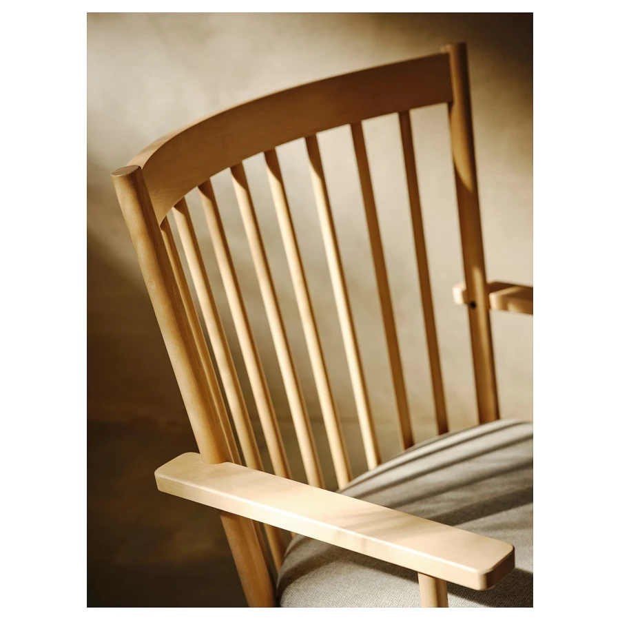 Кресло - IKEA PERSBOL, 69х70х84 см, бежевый/серый, ПЕРСБОЛ ИКЕА (изображение №5)