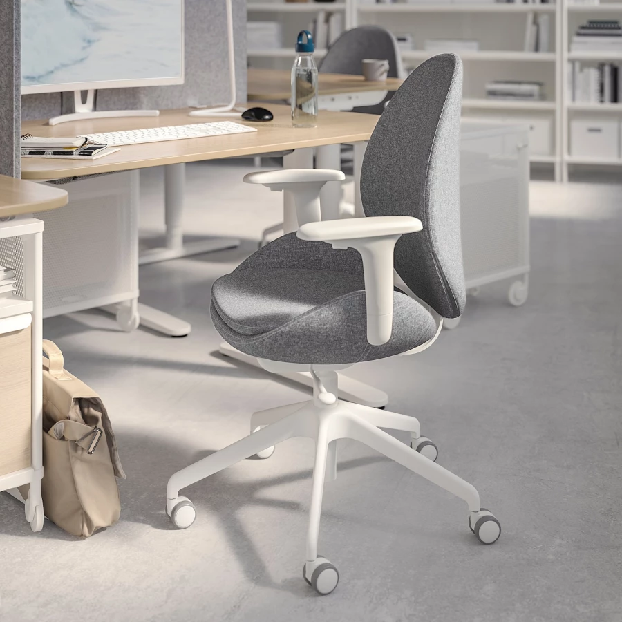 Офисный стул IKEA HATTEFJÄLL/HATTEFJALL, 68x68x114см, серый, ХАТТЕФЬЕЛЛЬ ИКЕА (изображение №2)