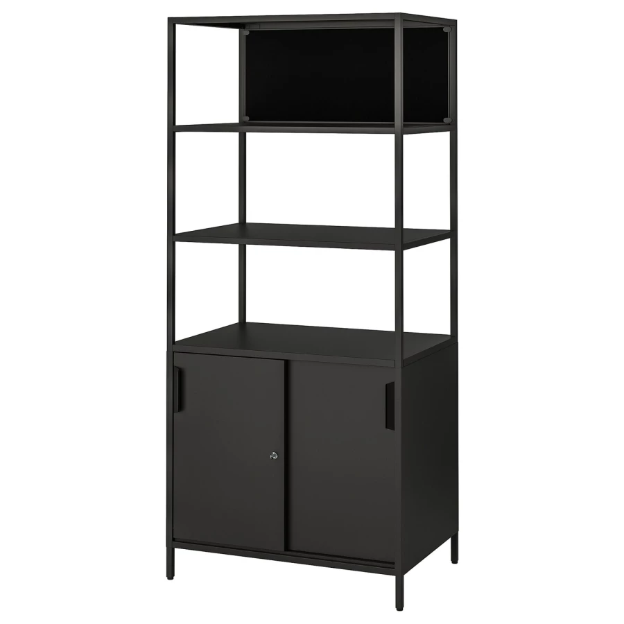 Шкаф с раздвижными дверями - IKEA TROTTEN/ТРОТТЕН ИКЕА, 180х80 см, черный (изображение №1)
