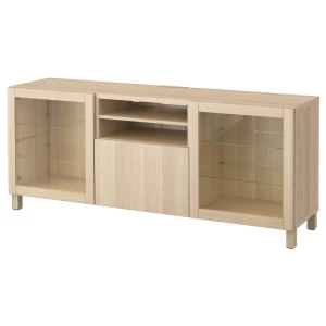 Тумба под ТВ с ящиками - IKEA BESTÅ/BESTA/БЕСТО ИКЕА, 40х74х180 см, бежевый