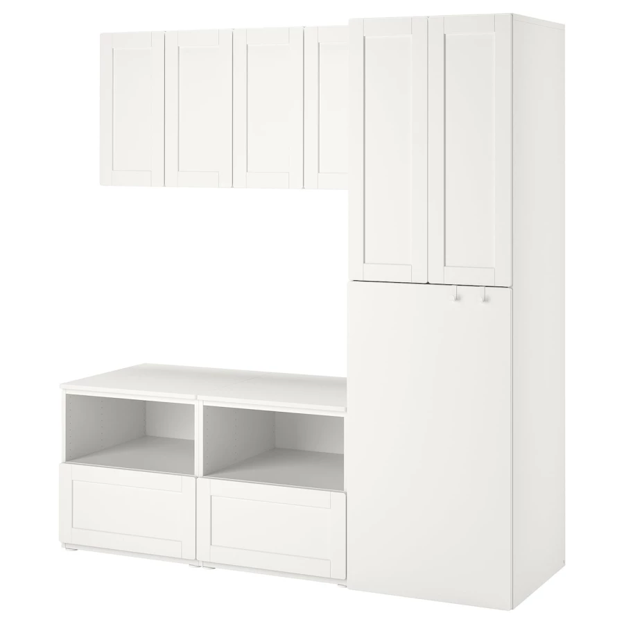 Детская гардеробная комбинация - IKEA PLATSA SMÅSTAD/SMASTAD, 180x57x196см, белый, ПЛАТСА СМОСТАД ИКЕА (изображение №1)