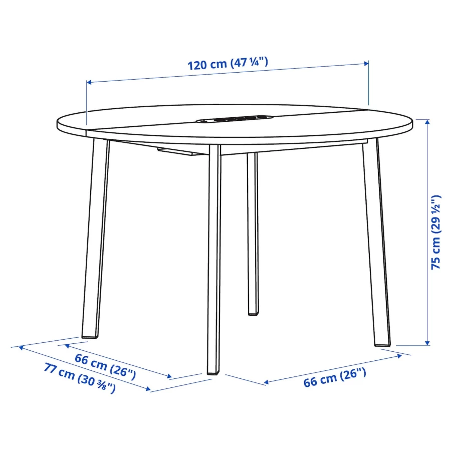 Стол для переговоров круглый - MITTZON IKEA /ИКЕА МИТТЗОН , 120х75 см, светло-коричневый/белый (изображение №10)