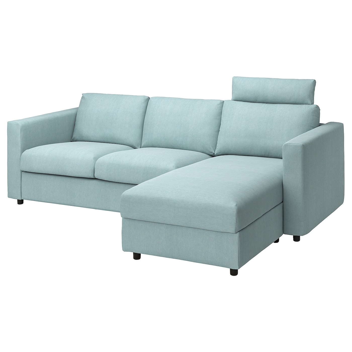Чехол на 3-местный диван с шезлонгом - IKEA  VIMLE/ВИМЛЕ ИКЕА, 252х103 см,голубой