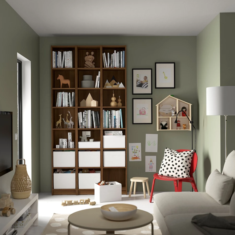 Книжный шкаф -  BILLY IKEA/ БИЛЛИ ИКЕА, 120х28х237 см, коричневый (изображение №3)