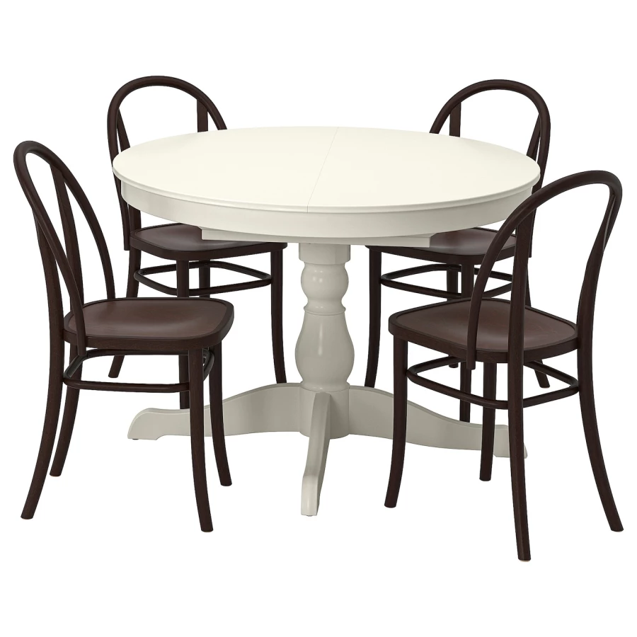 Стол и 4 стула - INGATORP / SKOGSBO IKEA/ ИНГАТОРП/СКОГСБО ИКЕА, 110х85х40 см, белый/коричневый (изображение №1)