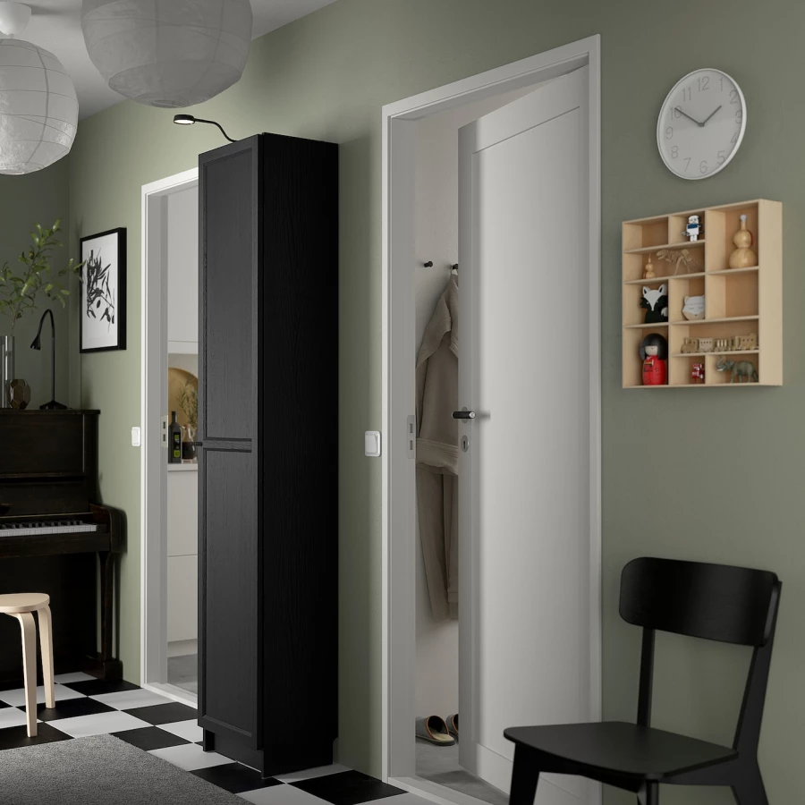 Книжный шкаф - BILLY / OXBERG  IKEA/БИЛЛИ / ОКСБЕРГ ИКЕА,  202х40 см , черный (изображение №2)