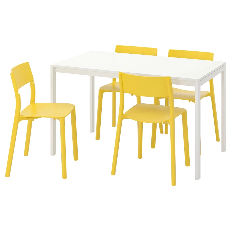 Кухонный стол - MELLTORP/JANINGE IKEA/МЕЛЛЬТОРП / ЙАНИНГЕ ИКЕА, 125х75х74 см, белый/желтый (изображение №1)