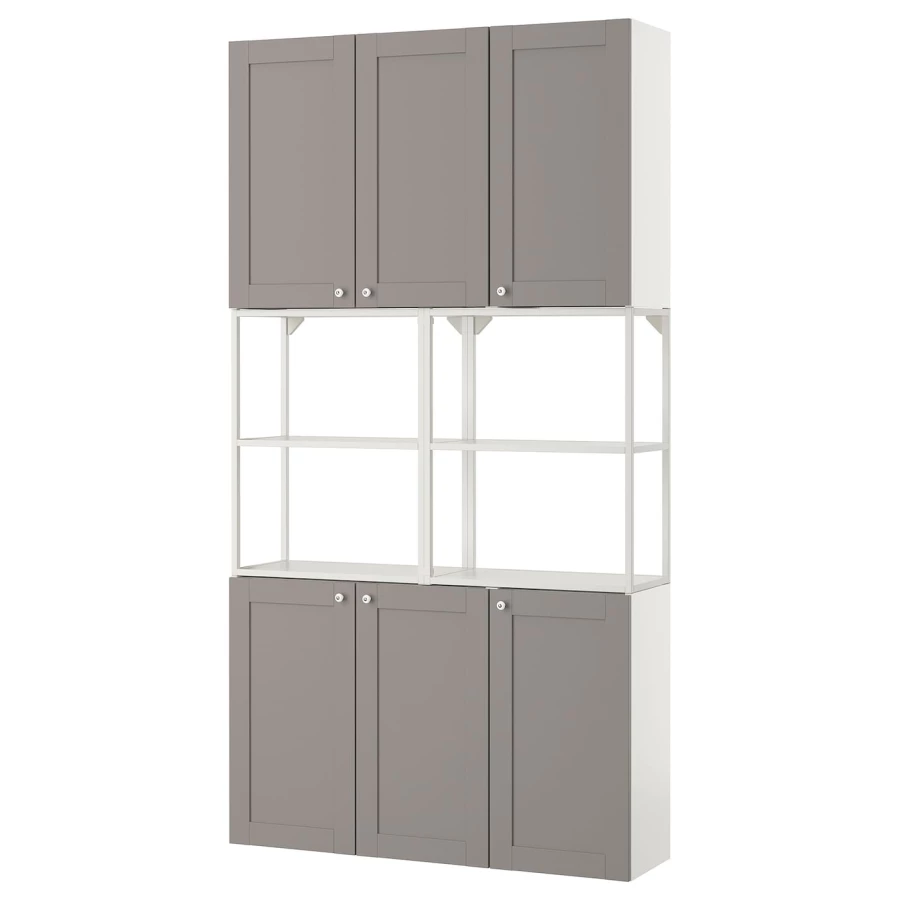 Стеллаж - IKEA ENHET, 120х32х255 см, белый/серый, ЭНХЕТ ИКЕА (изображение №1)