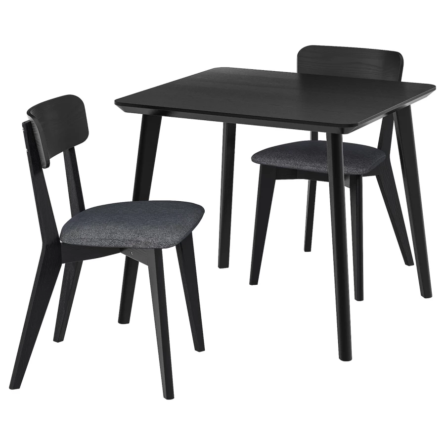 Стол и 2 стула -  LISABO IKEA/ ЛИСАБО ИКЕА,  88х78 см,   черный (изображение №1)
