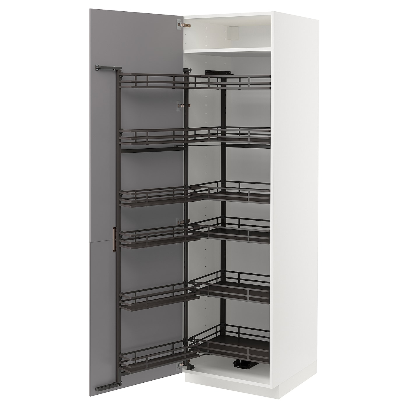 Высокий шкаф с выдвижной кладовой - IKEA METOD/МЕТОД ИКЕА, 60х60х200 см, серый/белый