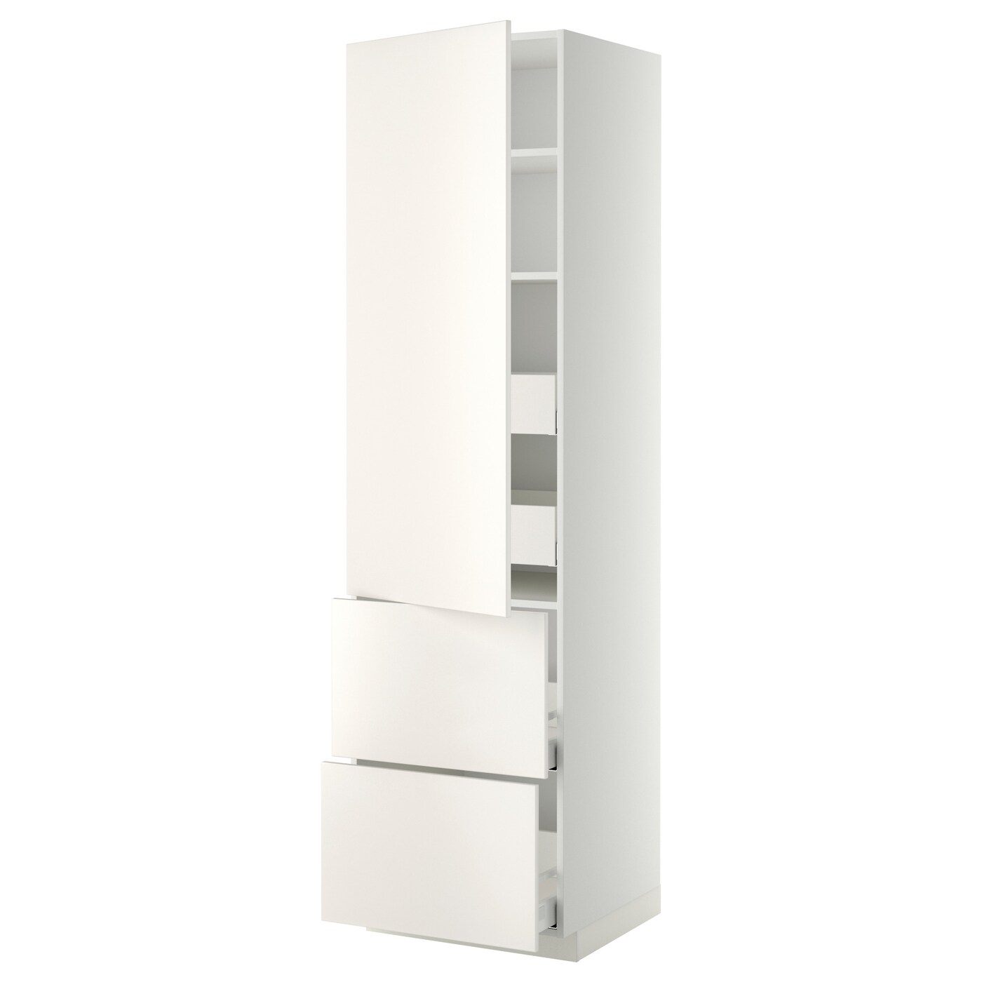 Высокий шкаф - IKEA METOD/MAXIMERA/МЕТОД/МАКСИМЕРА ИКЕА, 220х60х60 см, белый/кремовый