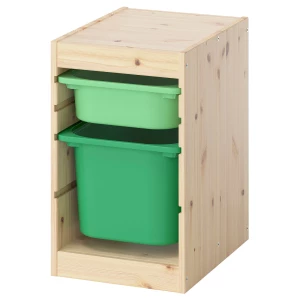 Шкаф с ящиком IKEA TROFAST/ТРУФАСТ ИКЕА, 34х44х52 см, под беленый дуб/зеленый