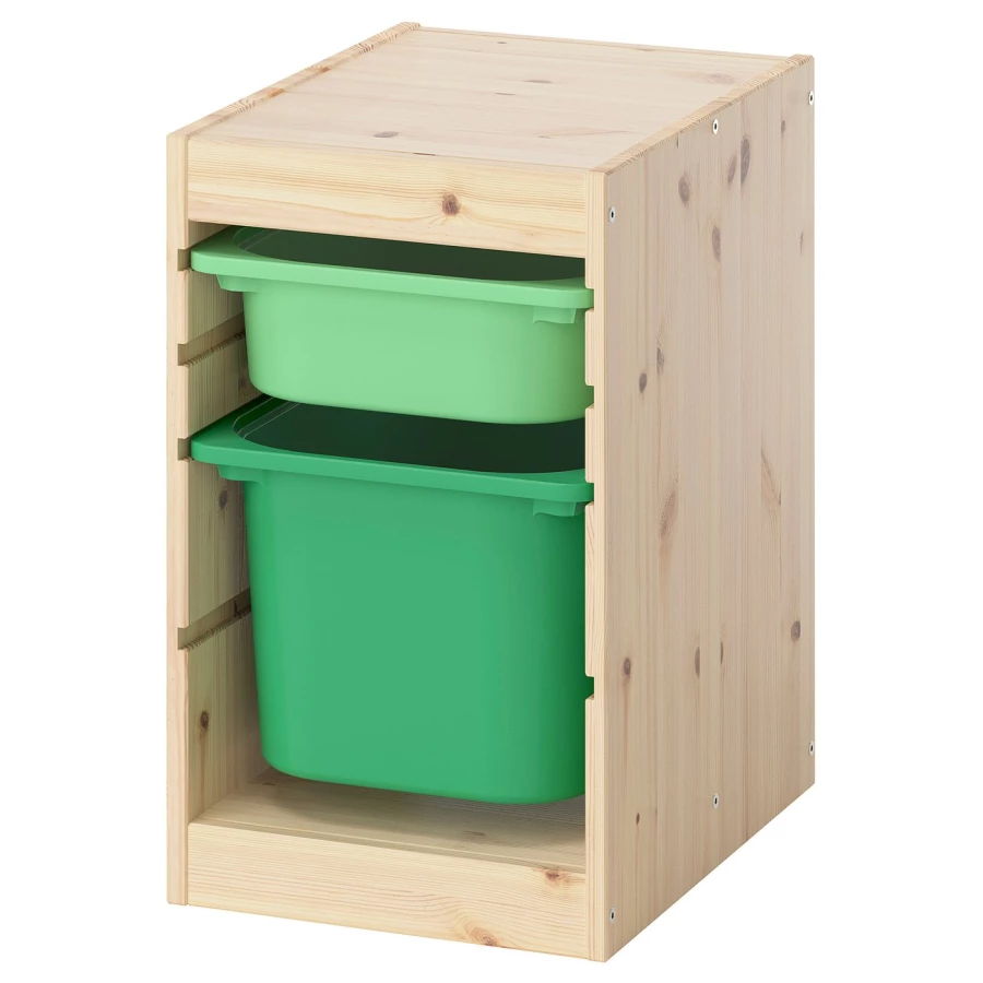Шкаф с ящиком IKEA TROFAST/ТРУФАСТ ИКЕА, 34х44х52 см, под беленый дуб/зеленый (изображение №1)
