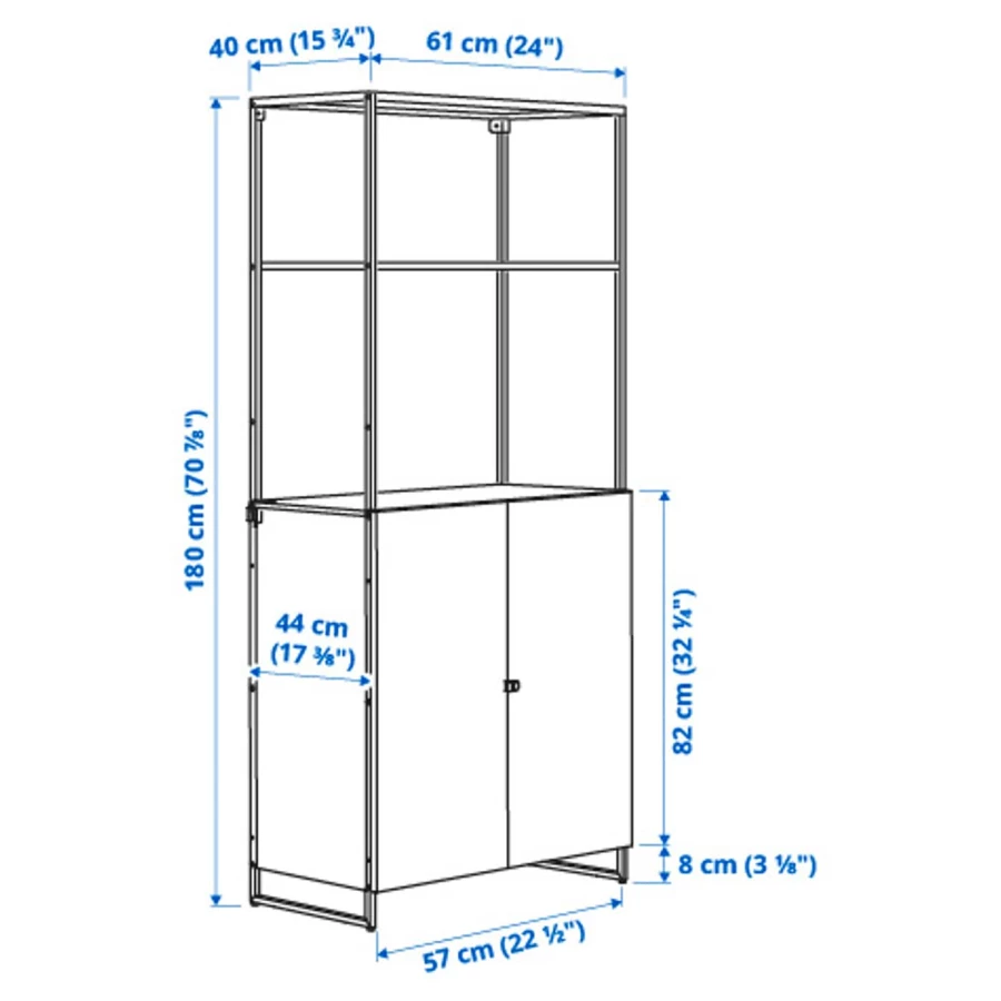 Книжный шкаф - JOSTEIN IKEA/ ЙОСТЕЙН ИКЕА,  180х61 см, белый (изображение №5)