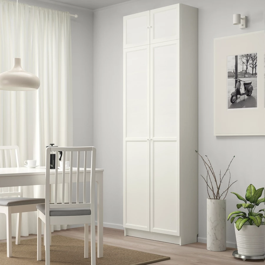 Книжный шкаф с дверцей - BILLY/OXBERG IKEA/ БИЛЛИ/ОКСБЕРГ ИКЕА, 30х80х237 см, белый (изображение №2)
