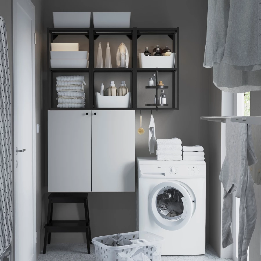Комбинация для ванной - IKEA ENHET,  120x32x150 см, белый/антрацит, ЭНХЕТ ИКЕА (изображение №3)
