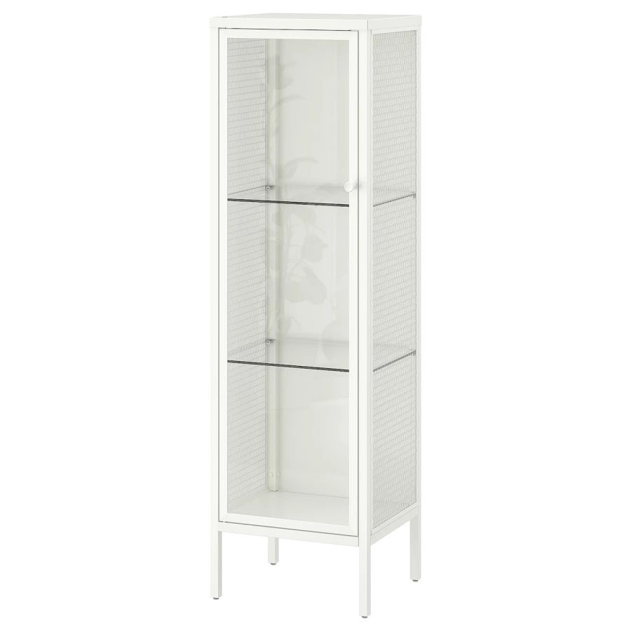 Шкаф со стеклянными дверцами - BAGGEBO IKEA/ БАГГЕБО ИКЕА, 116х34 см, белый (изображение №1)