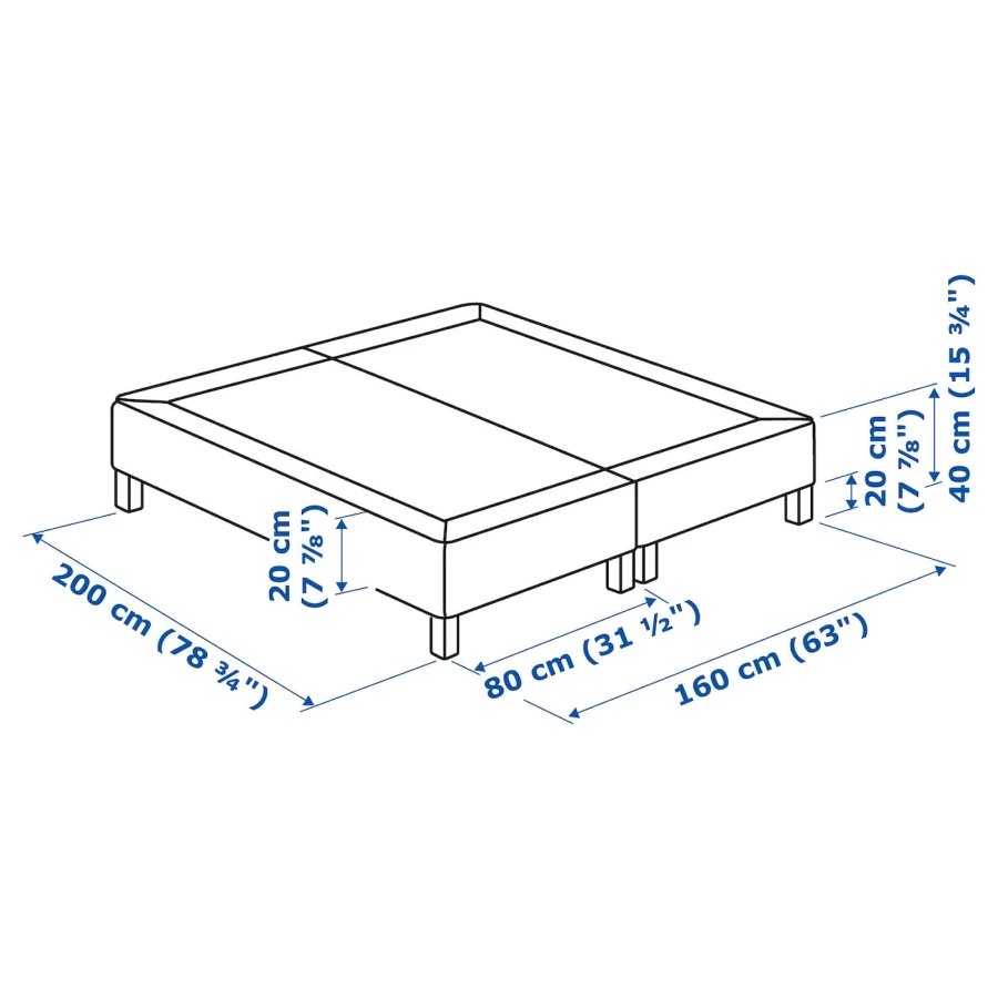 Основание для матраса - LYNGÖR / LYNGОR IKEA/ ЛЮНГЕР ИКЕА,  200х160 см, серый (изображение №6)