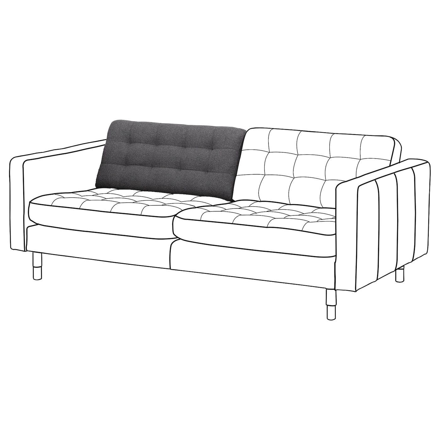 Подушка спинки 3-местного дивана - IKEA LANDSKRONA/ЛАНДСКРОНА ИКЕА, 40х16х92 см, черный
