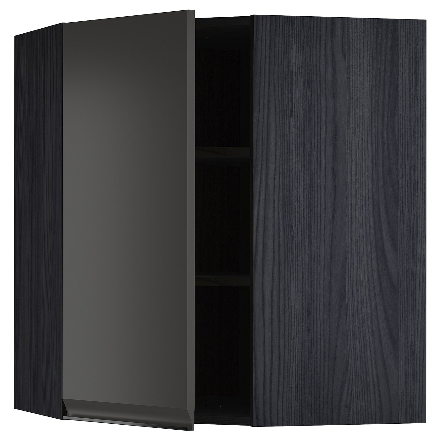 Угловой навесной шкаф с полками - METOD  IKEA/  МЕТОД ИКЕА, 80х68 см, черный