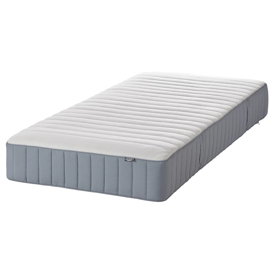 Континентальная кровать - IKEA DUNVIK, 200х180 см, жесткий матрас, темно-серый, ДУНВИК ИКЕА (изображение №2)
