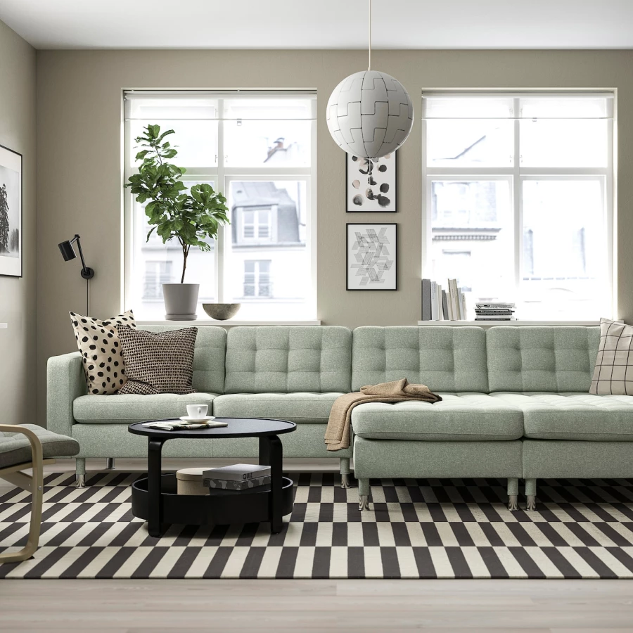 4-местный диван с шезлонгом - IKEA LANDSKRONA, 78x320см, зеленый, ЛАНДСКРУНА ИКЕА (изображение №2)