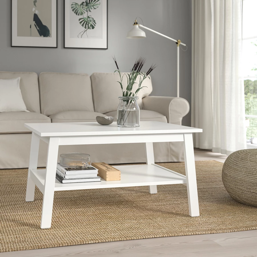 Журнальный стол - IKEA LUNNARP/ИКЕА ЛУНАРП, 90х55х49 см, белый (изображение №3)
