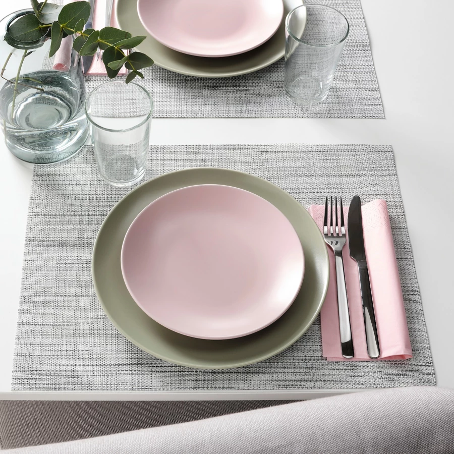 Набор тарелок, 4 шт. - IKEA FÄRGKLAR/FARGKLAR, 20 см, светло-розовый, ФЭРГКЛАР ИКЕА (изображение №3)