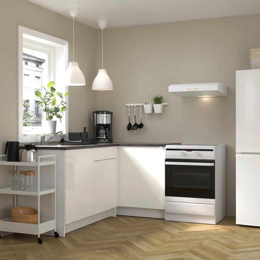 Угловая кухня -  KNOXHULT IKEA/ КНОКСХУЛЬТ ИКЕА, 183х91 см, белый/серый (изображение №2)
