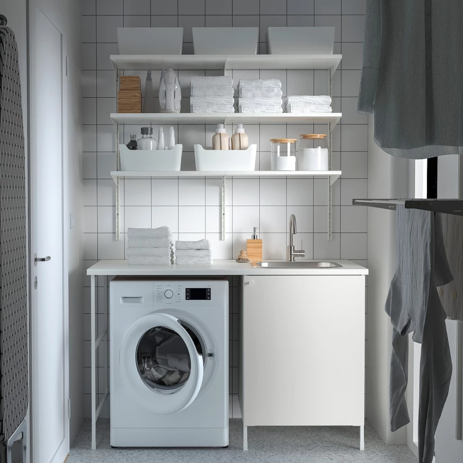 Комбинация шкафов для прачечной и кухни - ENHET  IKEA/ ЭНХЕТ ИКЕА, 139x63,5x87,5 см, белый (изображение №2)