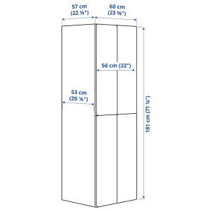 Второе фото. Шкаф детский - IKEA PLATSA/SMÅSTAD/SMASTAD, 60x57x181 см, белый/серый, ИКЕА