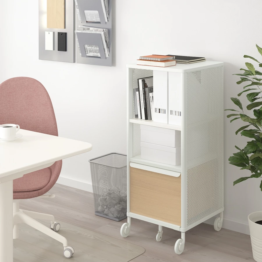 Офисный шкаф с умным замком - IKEA BEKANT, 41х101см, белый/под беленый дуб, ИКЕА БЕКАНТ (изображение №3)