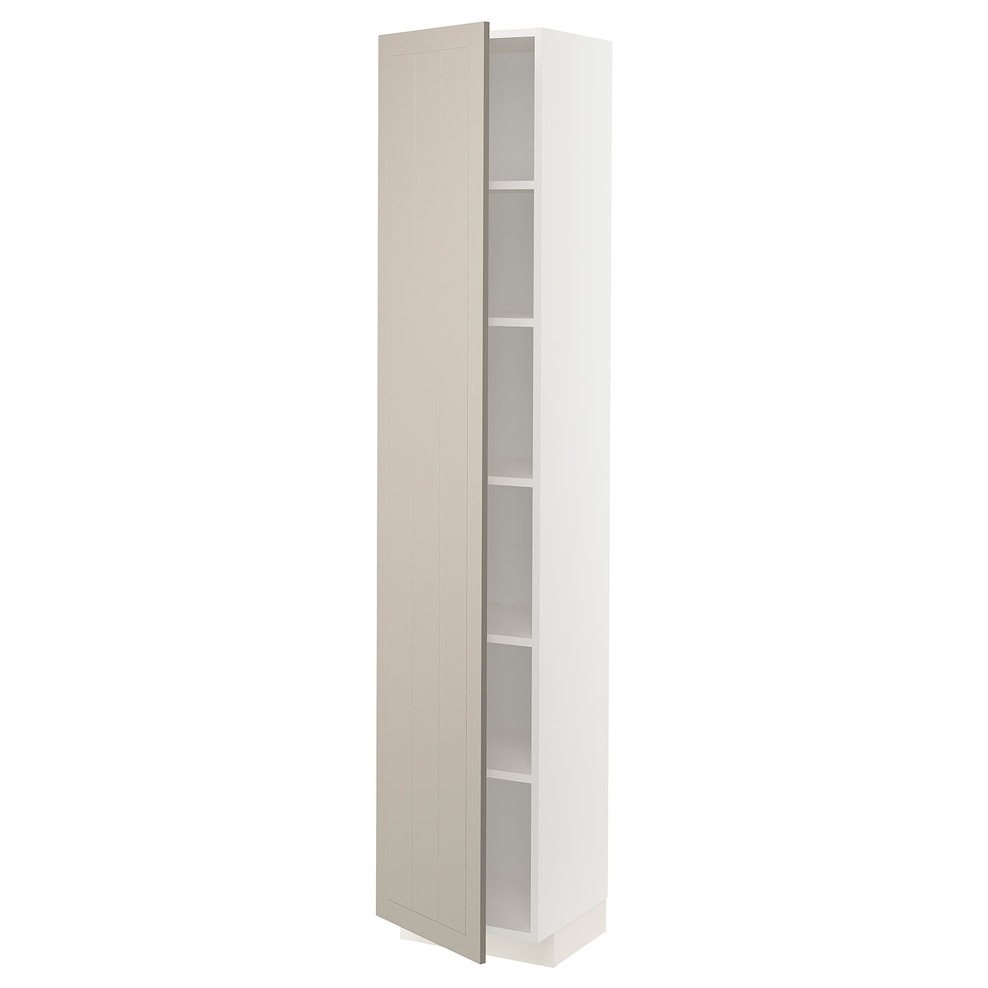 Высокий кухонный шкаф с полками - IKEA METOD/МЕТОД ИКЕА, 200х37х40 см, белый/бежевый