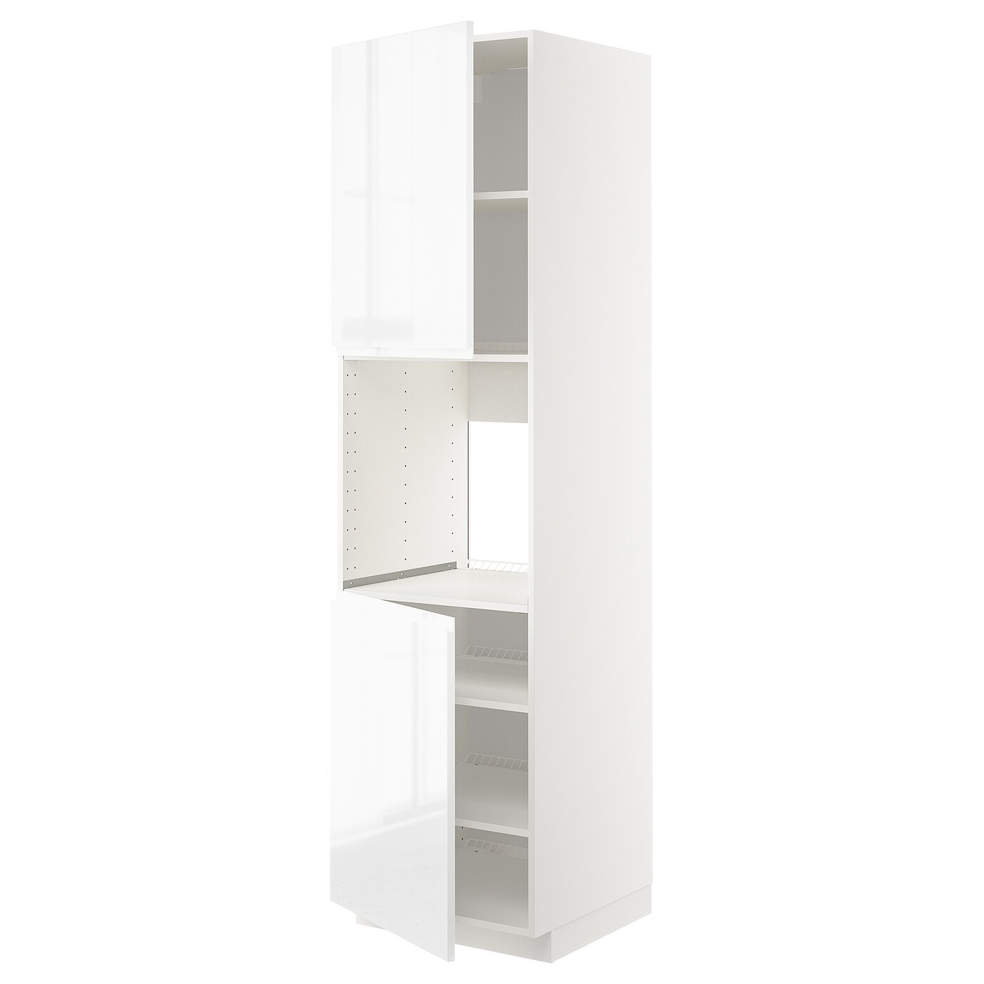 Высокий кухонный шкаф с полками - IKEA METOD/МЕТОД ИКЕА, 220х60х60 см, белый глянцевый