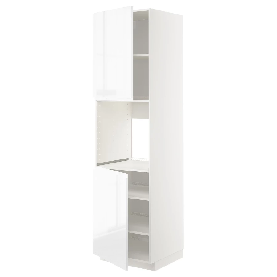 Высокий кухонный шкаф с полками - IKEA METOD/МЕТОД ИКЕА, 220х60х60 см, белый глянцевый (изображение №1)