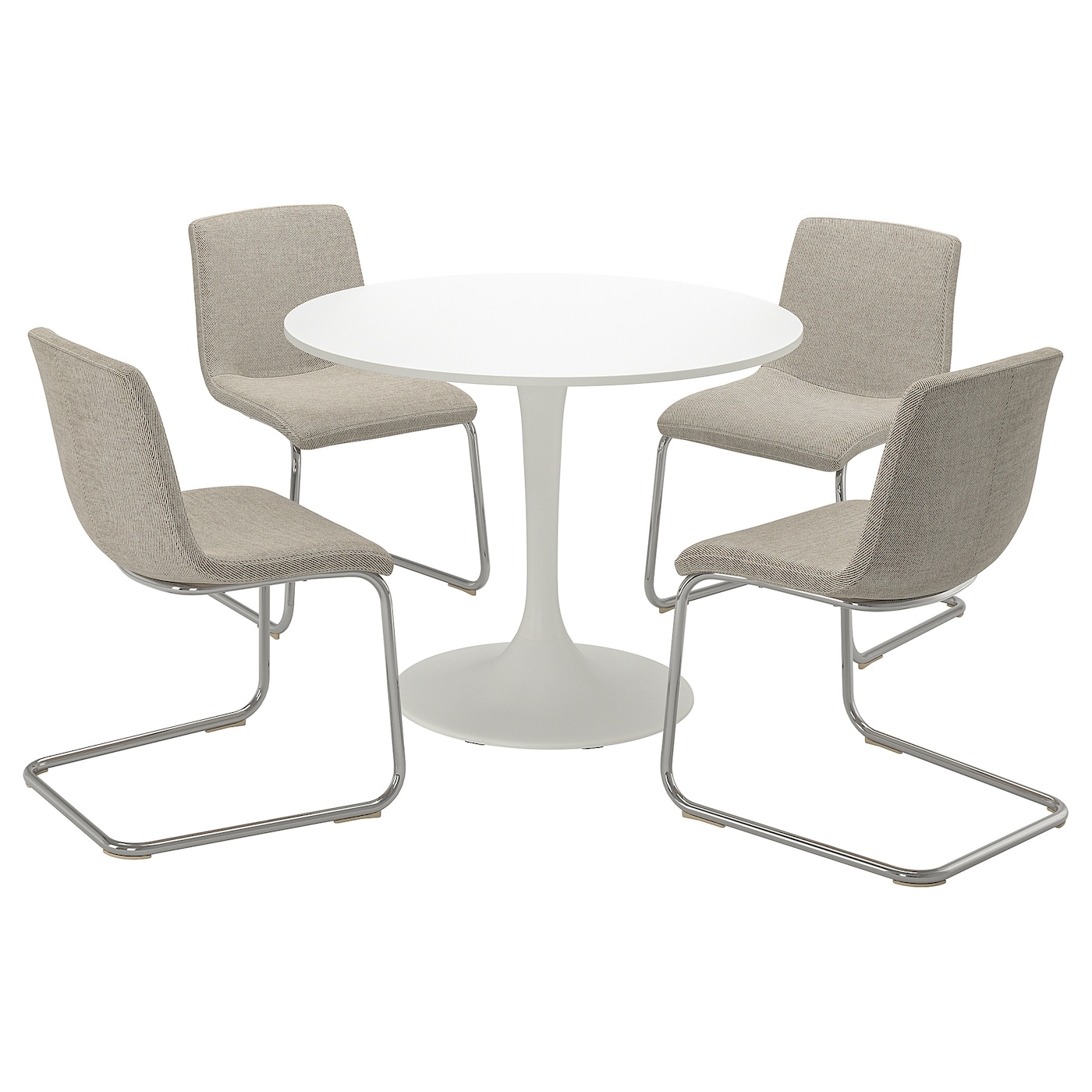 Стол и 4 стула - DOCKSTA / LUSTEBO IKEA/ ДОКСТА / ЛУСТЕБО ИКЕА, 103х73  см, бежевый/белый