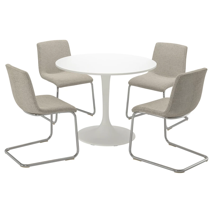 Стол и 4 стула - DOCKSTA / LUSTEBO IKEA/ ДОКСТА / ЛУСТЕБО ИКЕА, 103х73  см, бежевый/белый (изображение №1)