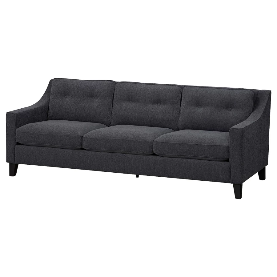 3-местный диван - IKEA FRÖSLÖV/FROSLOV/ФРЕСЛЕВ ИКЕА, 84х92х227 см, черный (изображение №1)